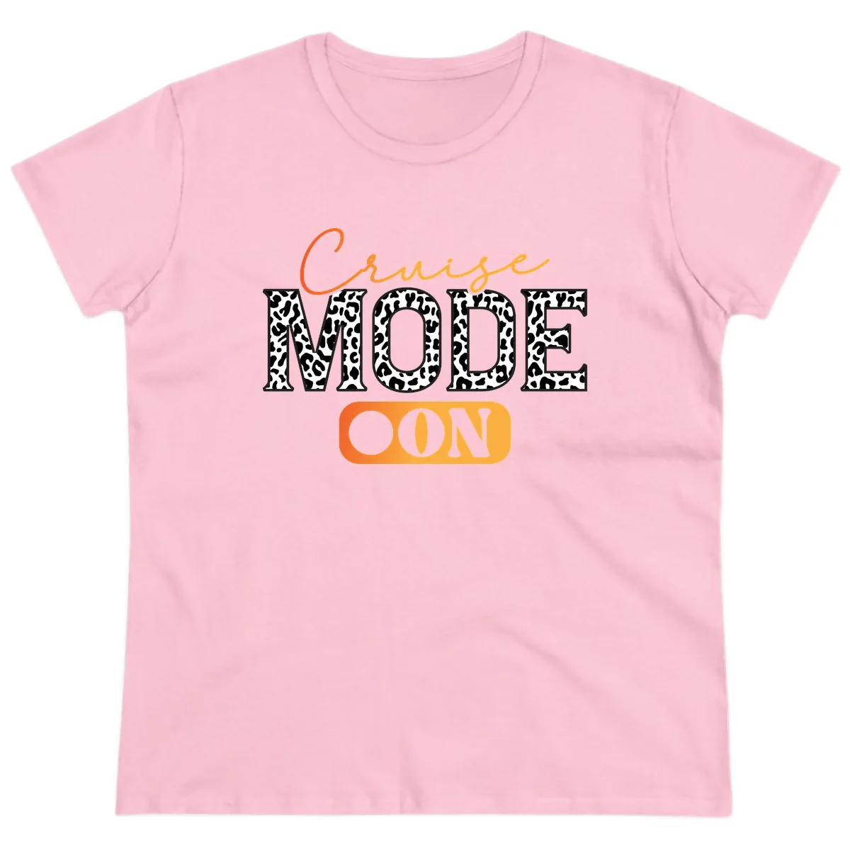 Cruise Mode Leopard Print Ladies Tee in Light Pink