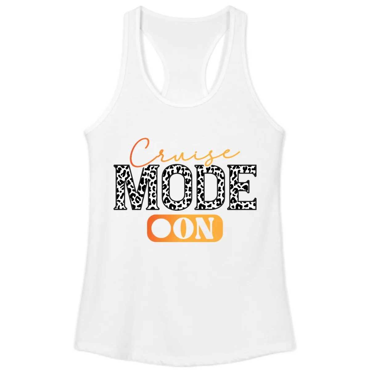 Cruise Mode Leopard Print Ladies Tank in White