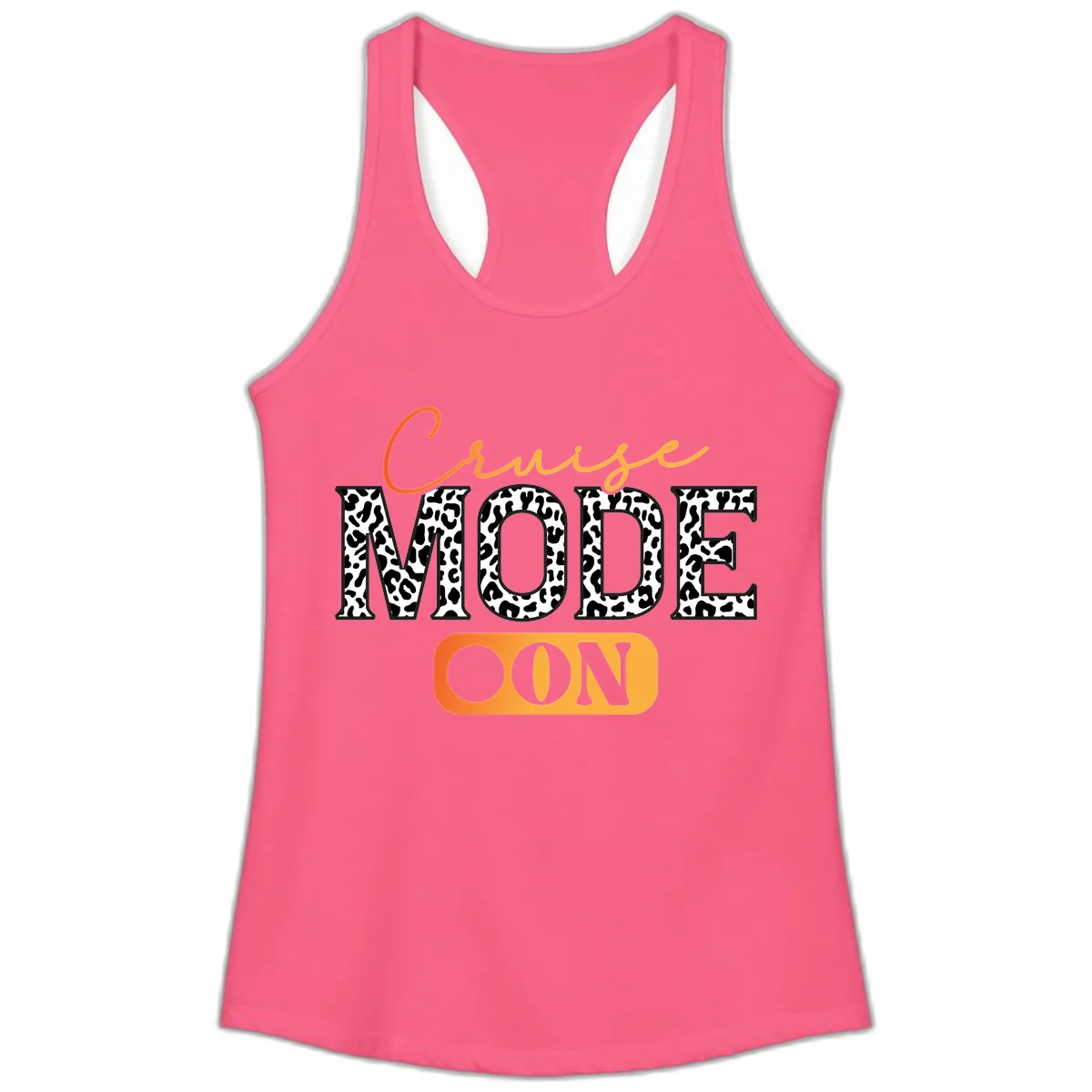 Cruise Mode Leopard Print Ladies Tank in Solid Hot Pink