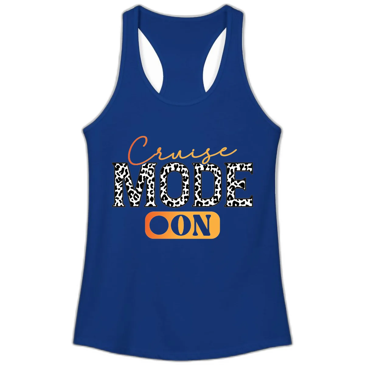 Cruise Mode Leopard Print Ladies Tank in Solid Royal