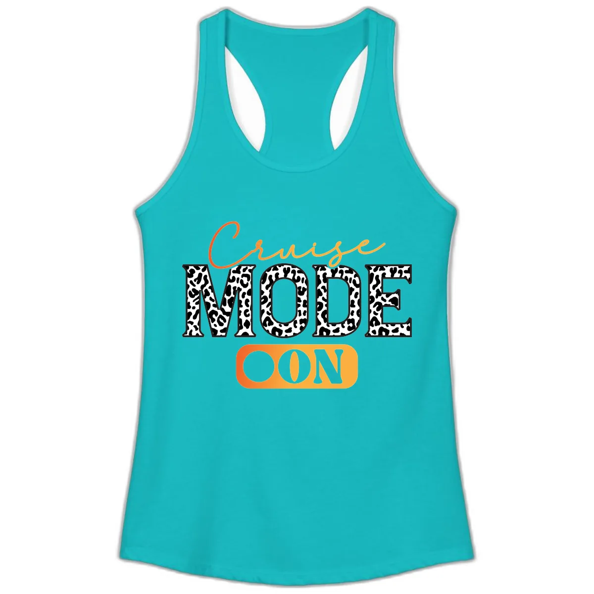 Cruise Mode Leopard Print Ladies Tank in Tahiti Blue