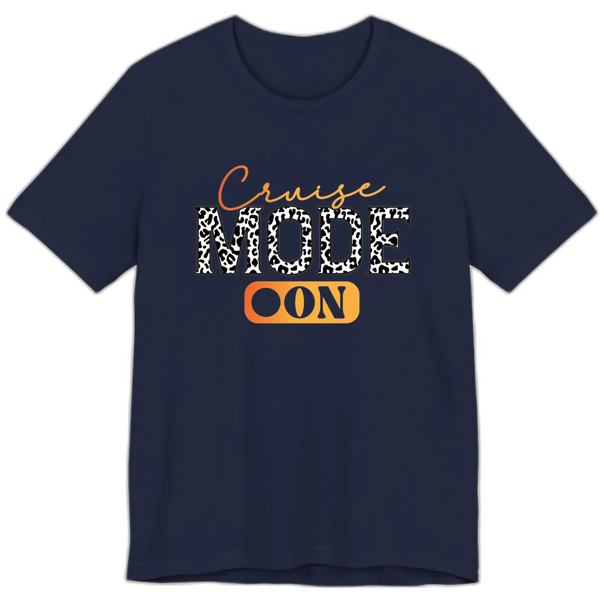 Cruise Mode Leopard Print Premium T-Shirt in Navy
