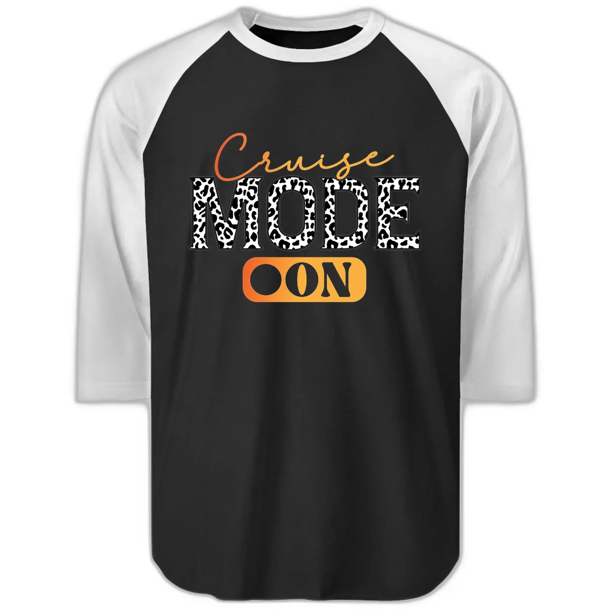 Cruise Mode Leopard Print Raglan 3/4 in Black White