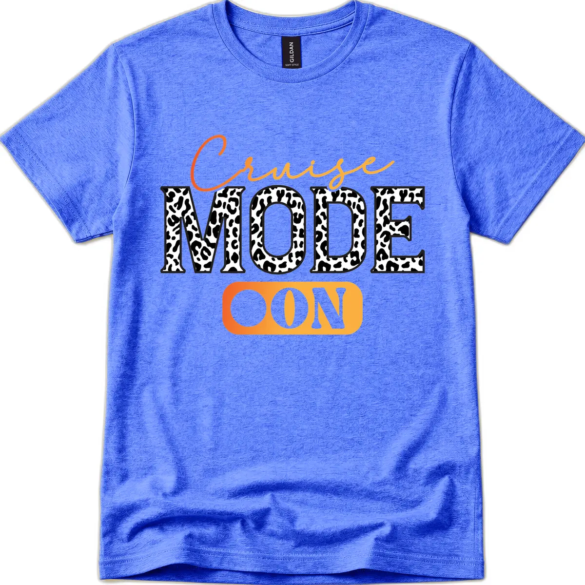 Cruise Mode Leopard Print T-Shirt in Heather Royal