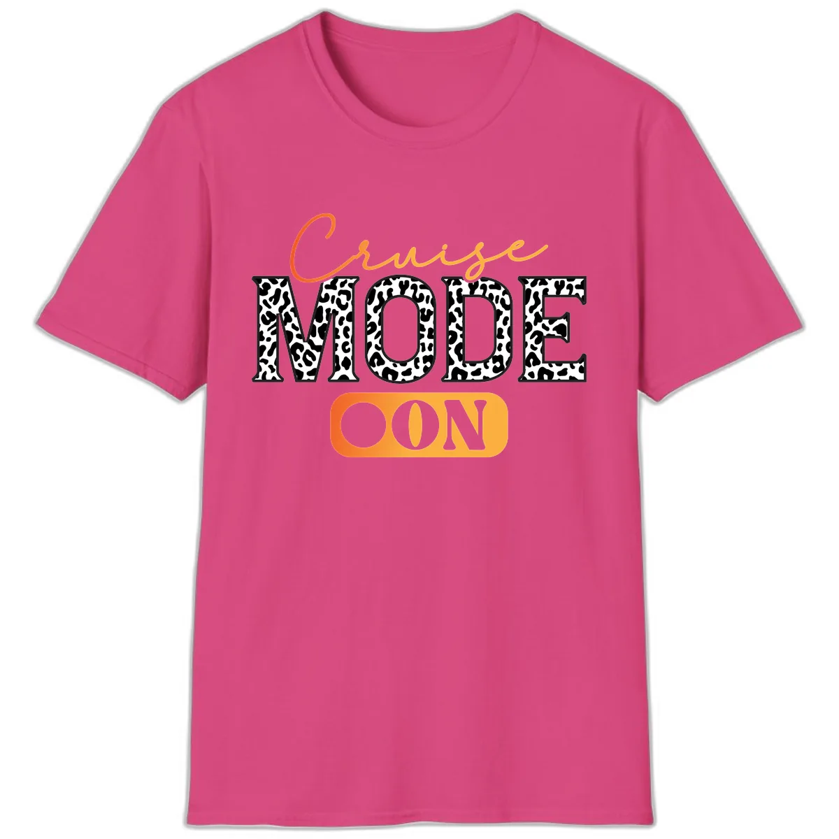 Cruise Mode Leopard Print T-Shirt in Heliconia