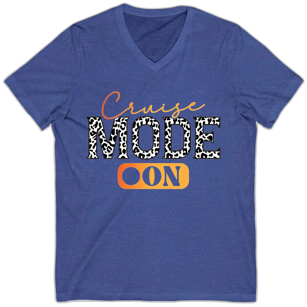 Cruise Mode Leopard Print V-Neck in Heather True Royal