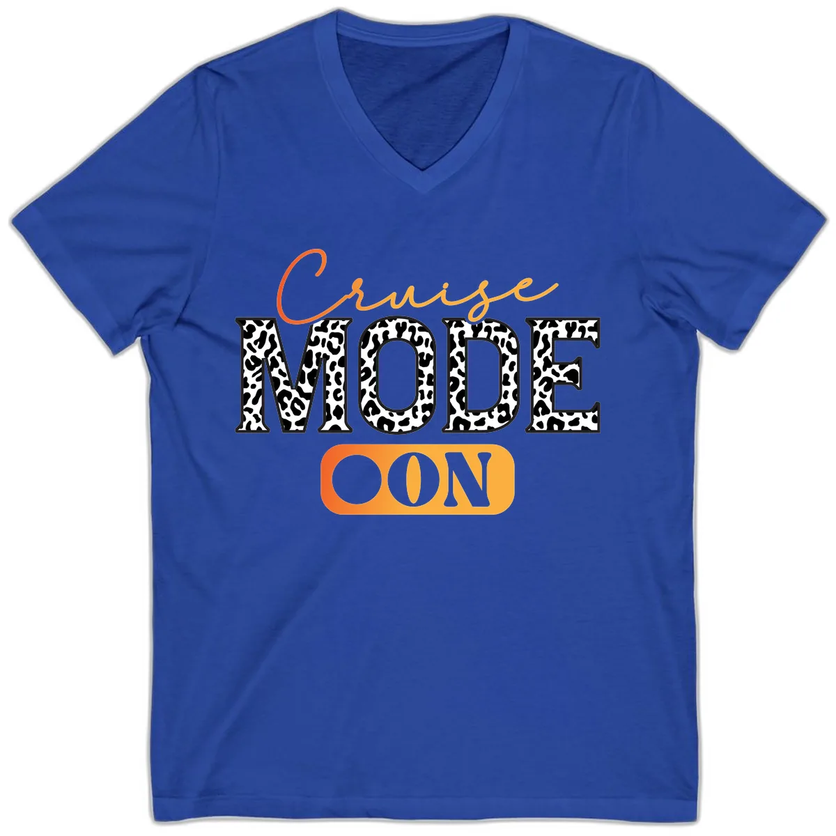 Cruise Mode Leopard Print V-Neck in True Royal