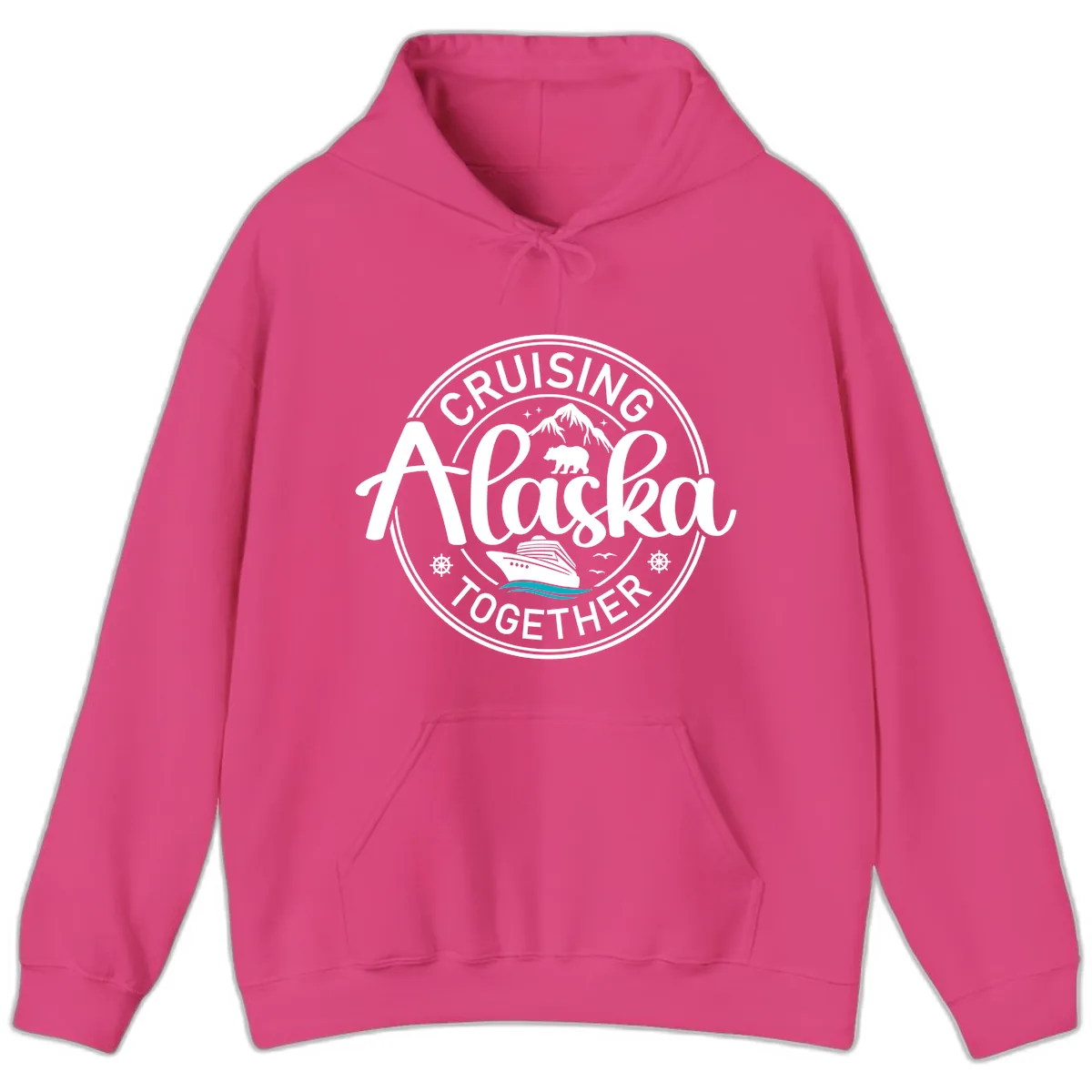Cruising Alaska Together Hoodie in Heliconia