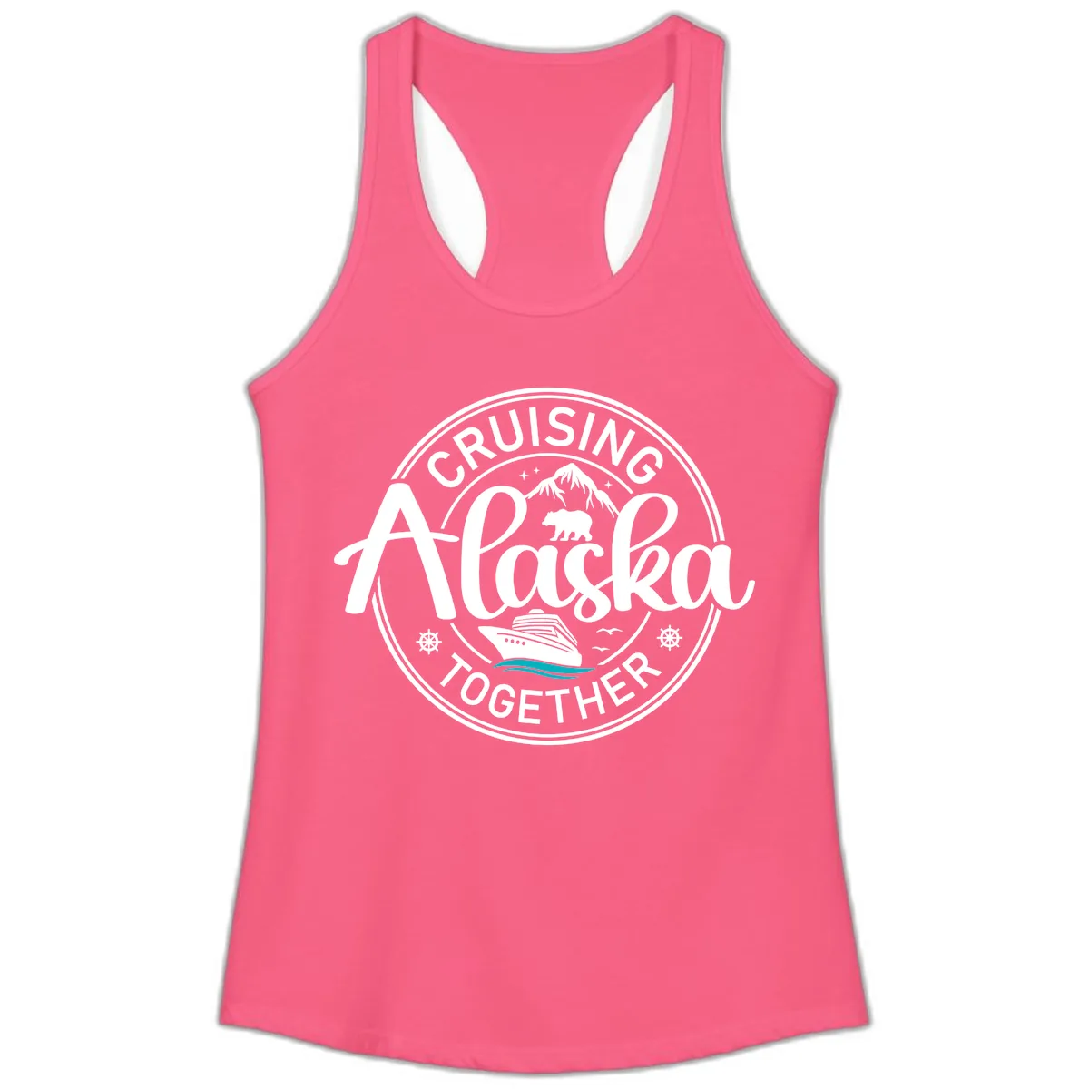 Cruising Alaska Together Ladies Tank in Solid Hot Pink