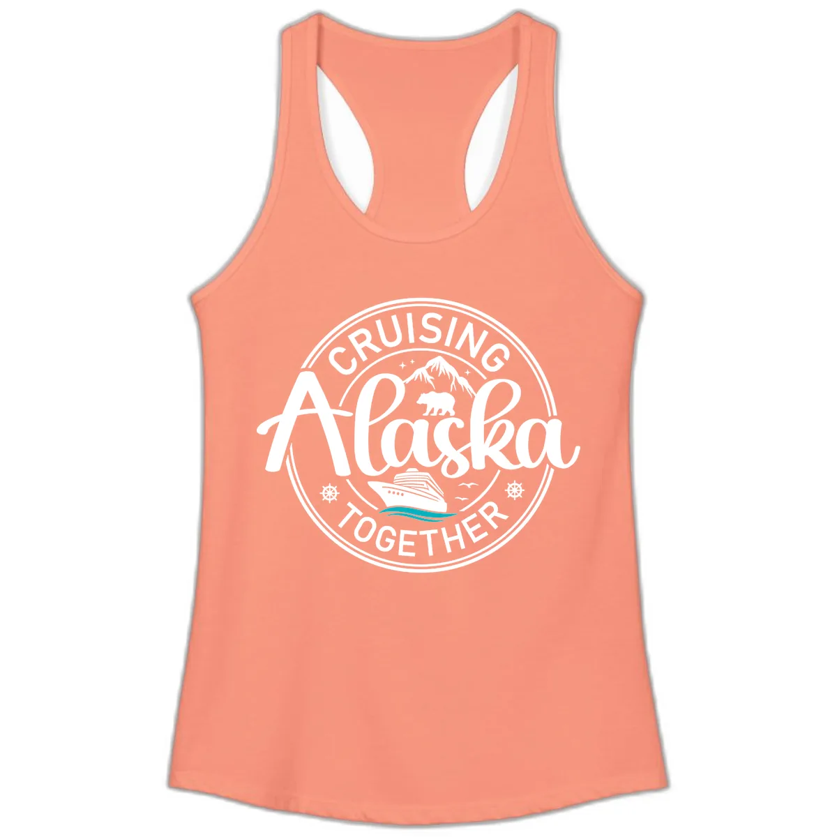 Cruising Alaska Together Ladies Tank in Solid Light Orange