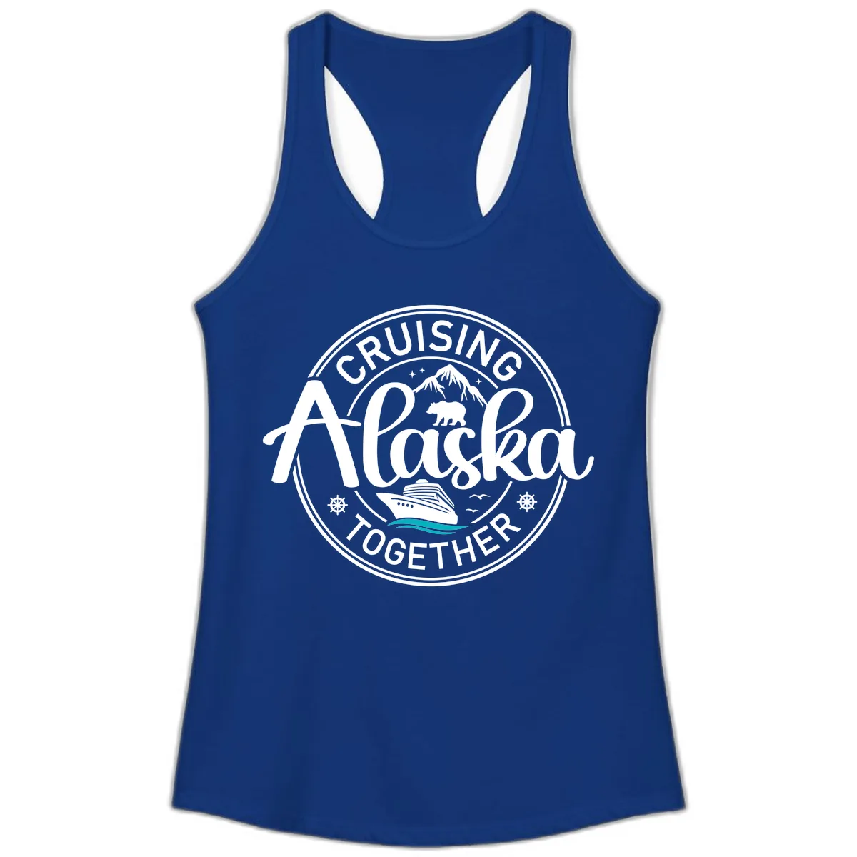 Cruising Alaska Together Ladies Tank in Solid Royal