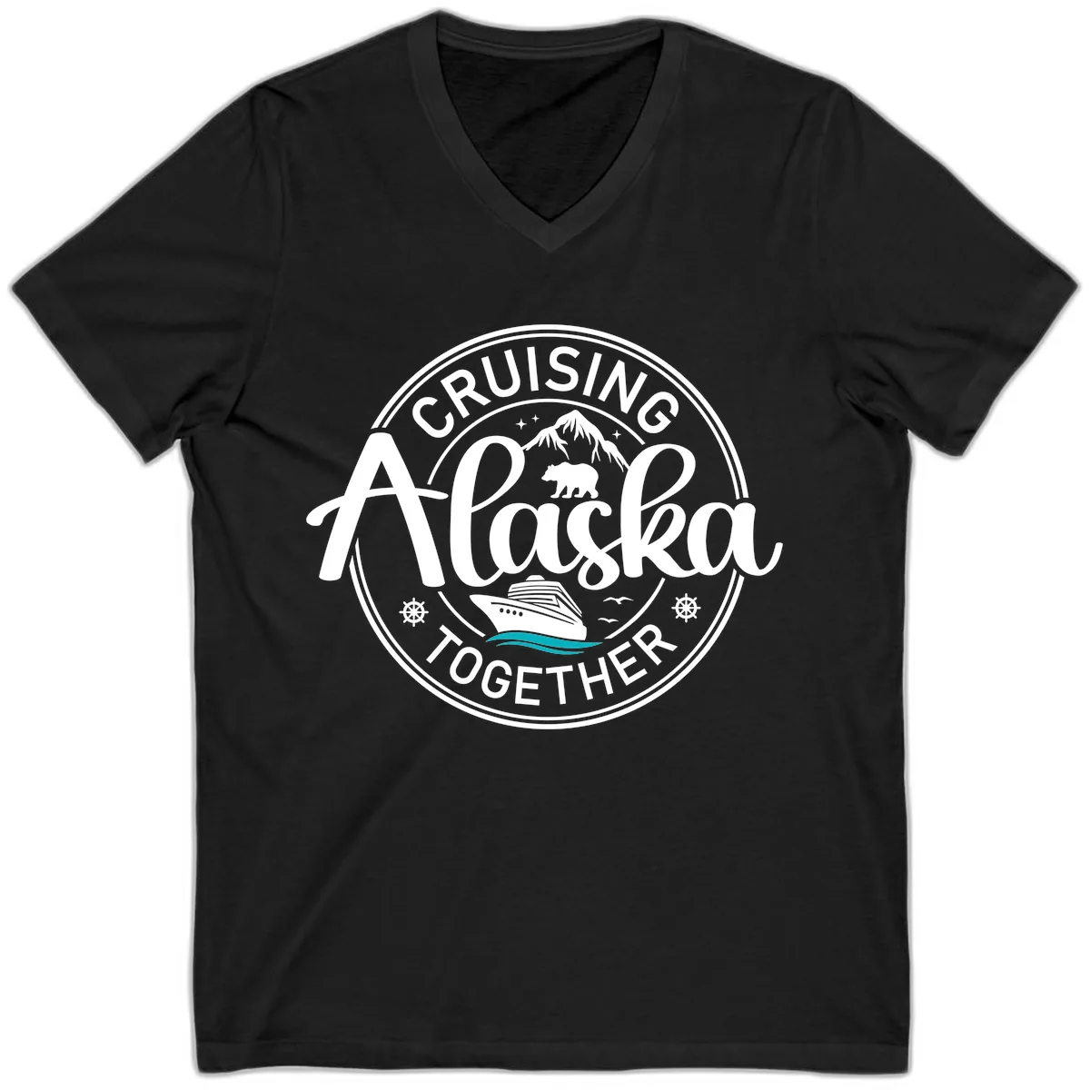 Cruising Alaska Together V-Neck in Black