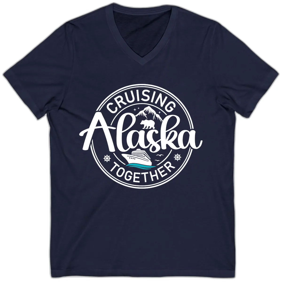 Cruising Alaska Together V-Neck in Navy