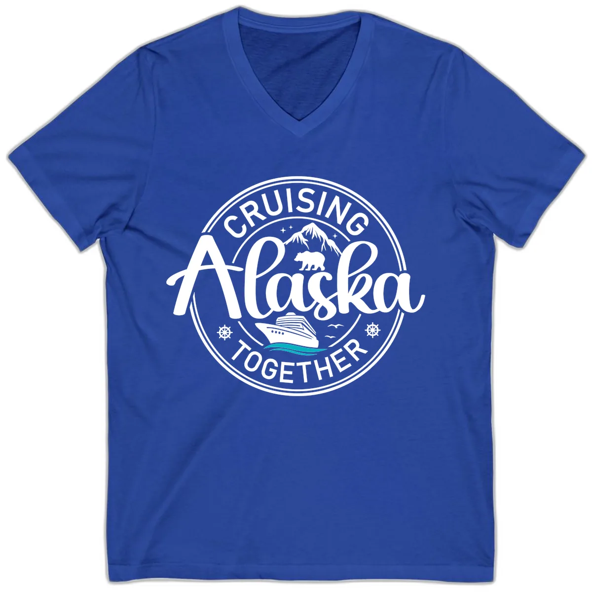 Cruising Alaska Together V-Neck in True Royal