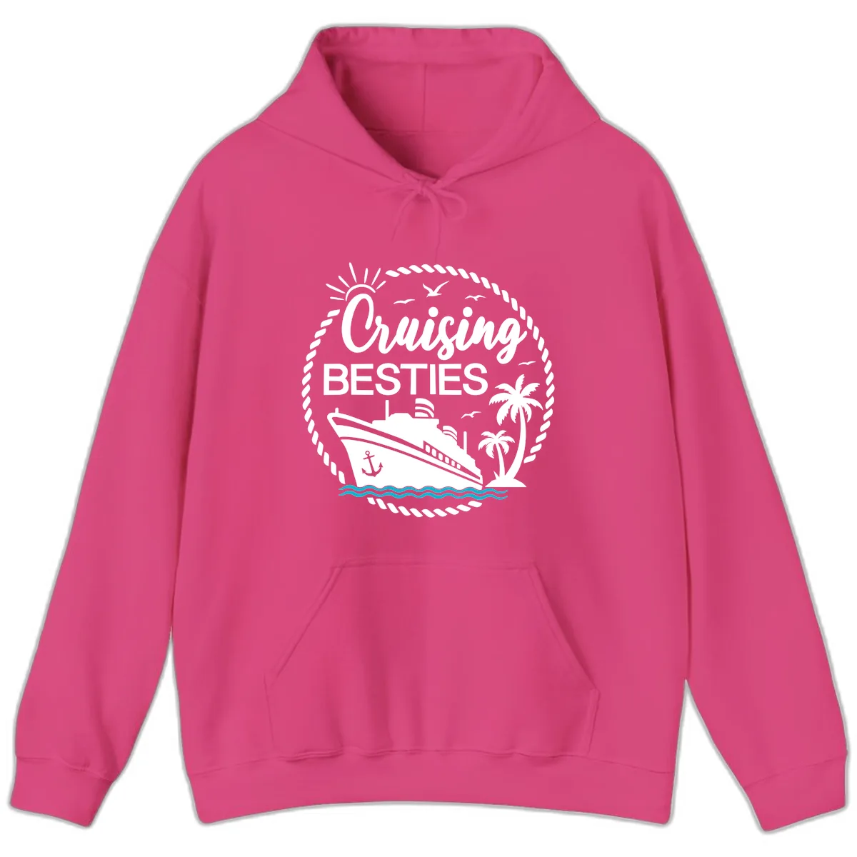 Cruising Besties Hoodie in Heliconia
