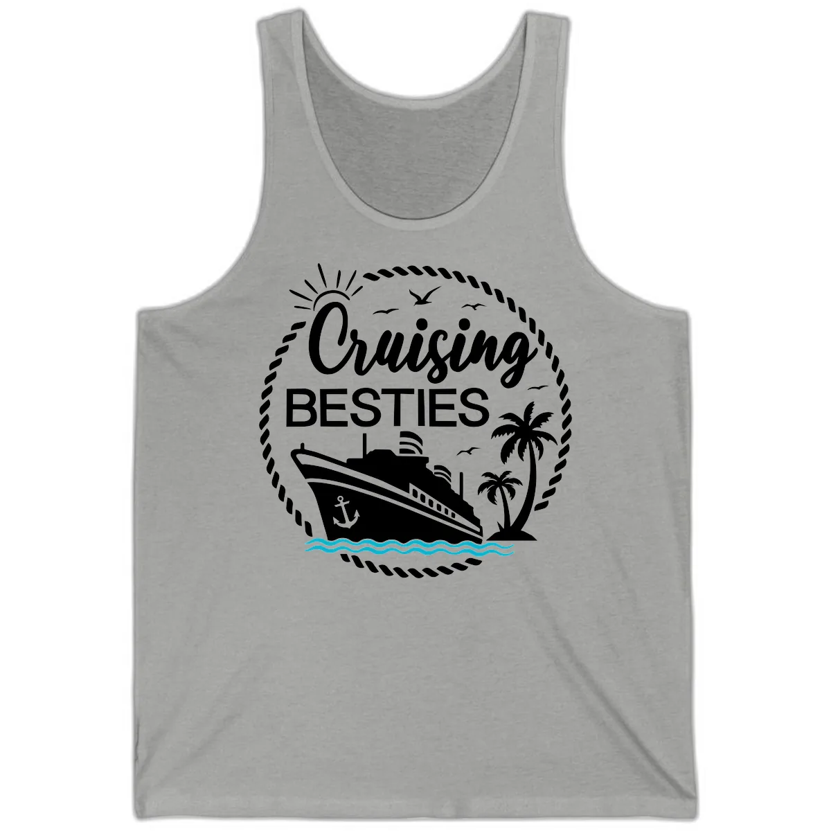 Cruising Besties Tank in Athletic Heather