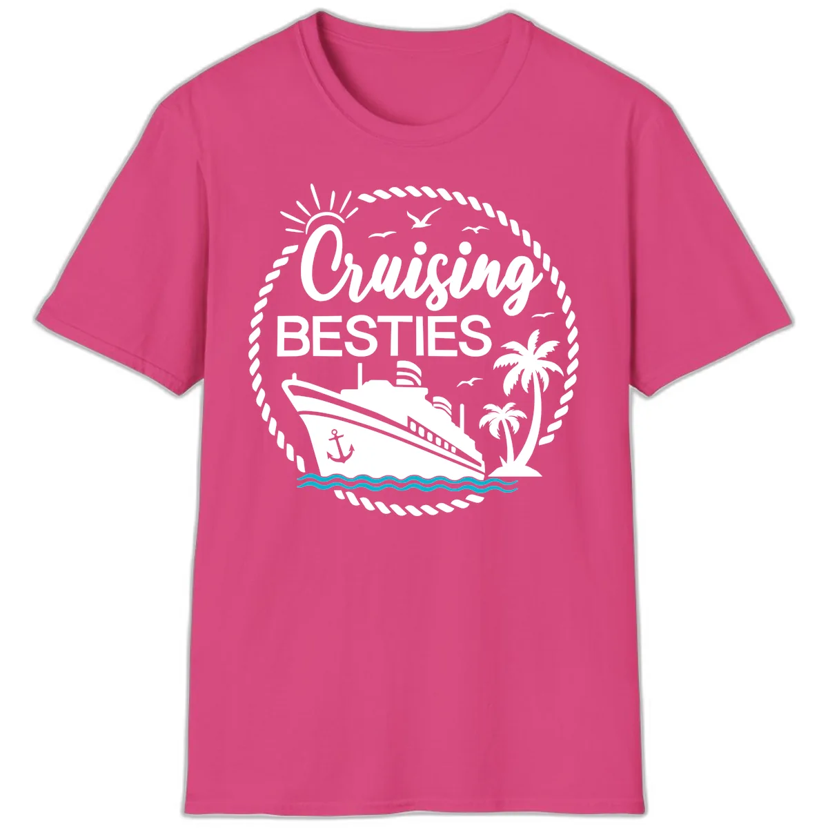 Cruising Besties T-Shirt in Heliconia