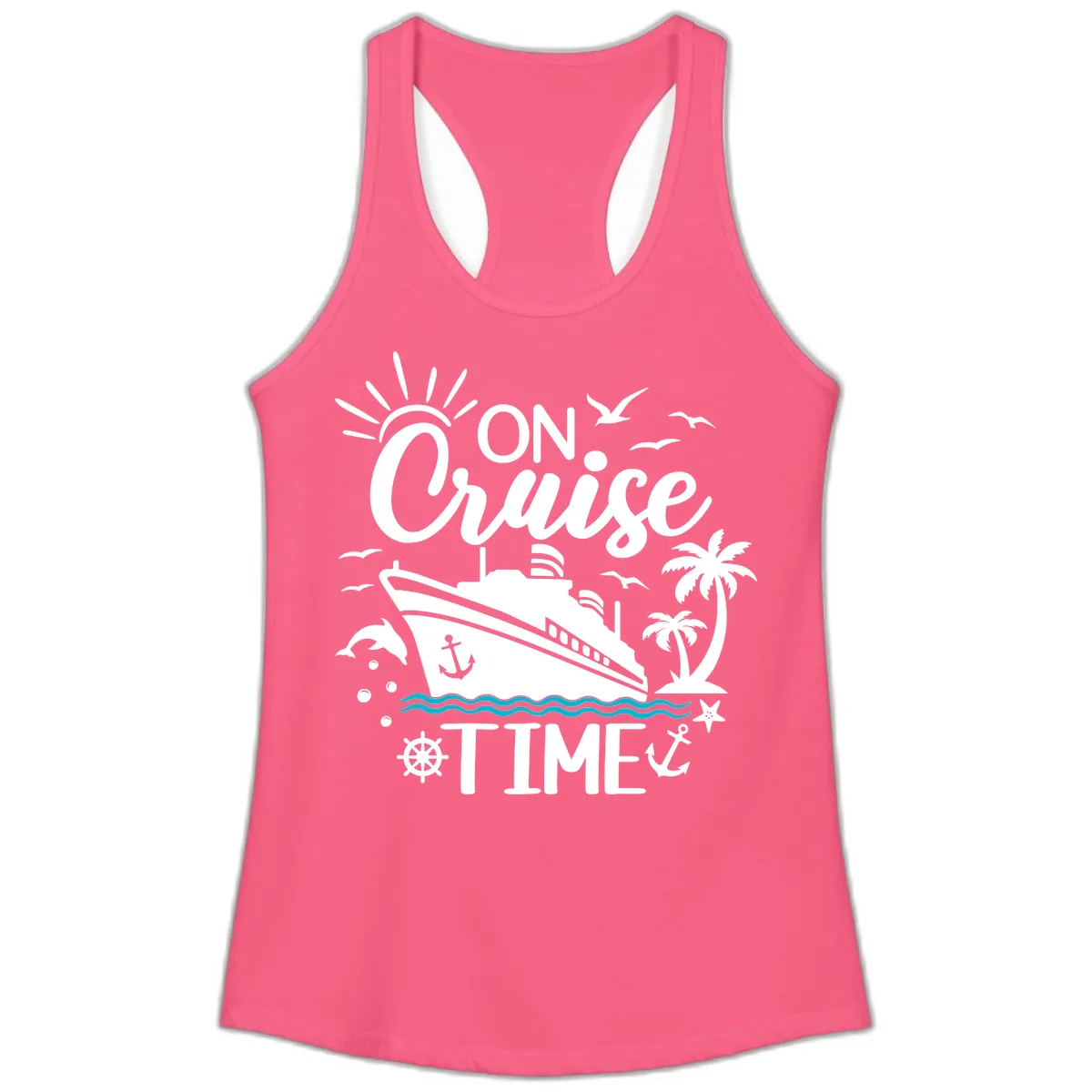 On Cruise Time Ladies Tank in Solid Hot Pink