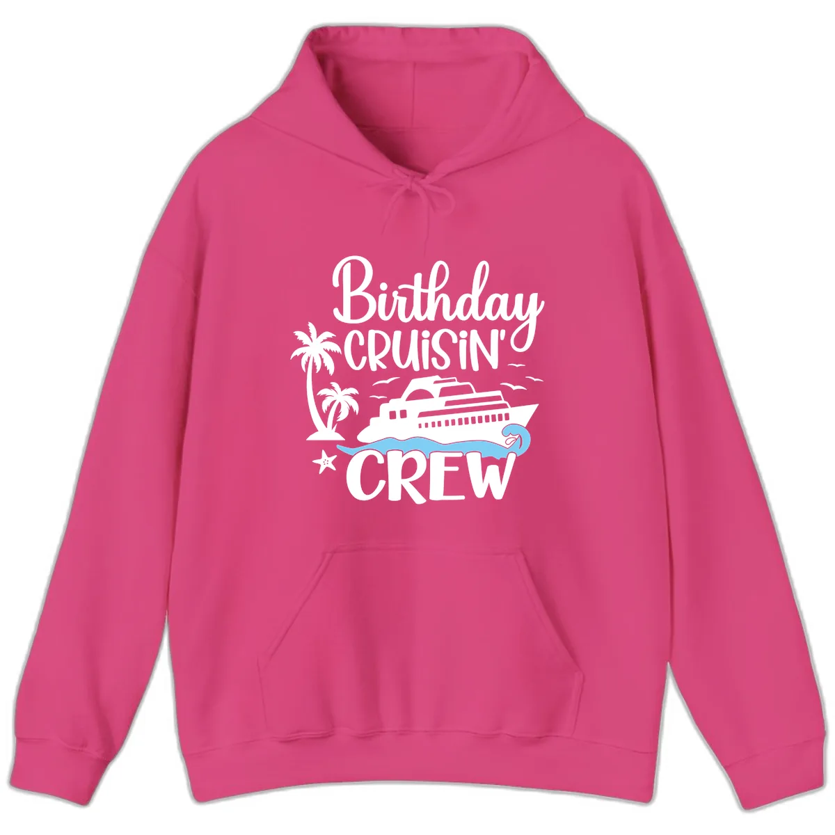 Birthday Cruisin' Crew Hoodie in Heliconia