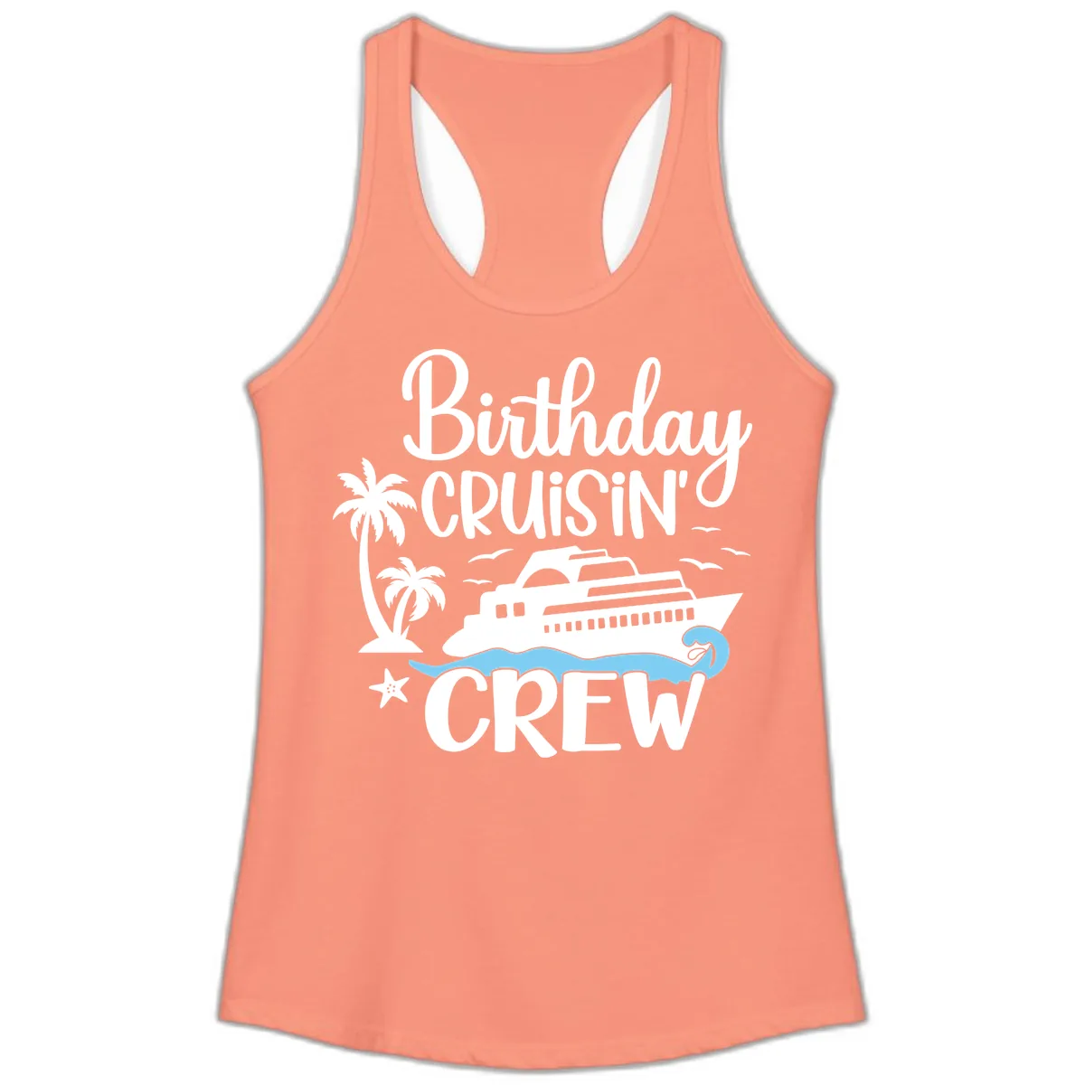 Birthday Cruisin' Crew Ladies Tank in Solid Light Orange