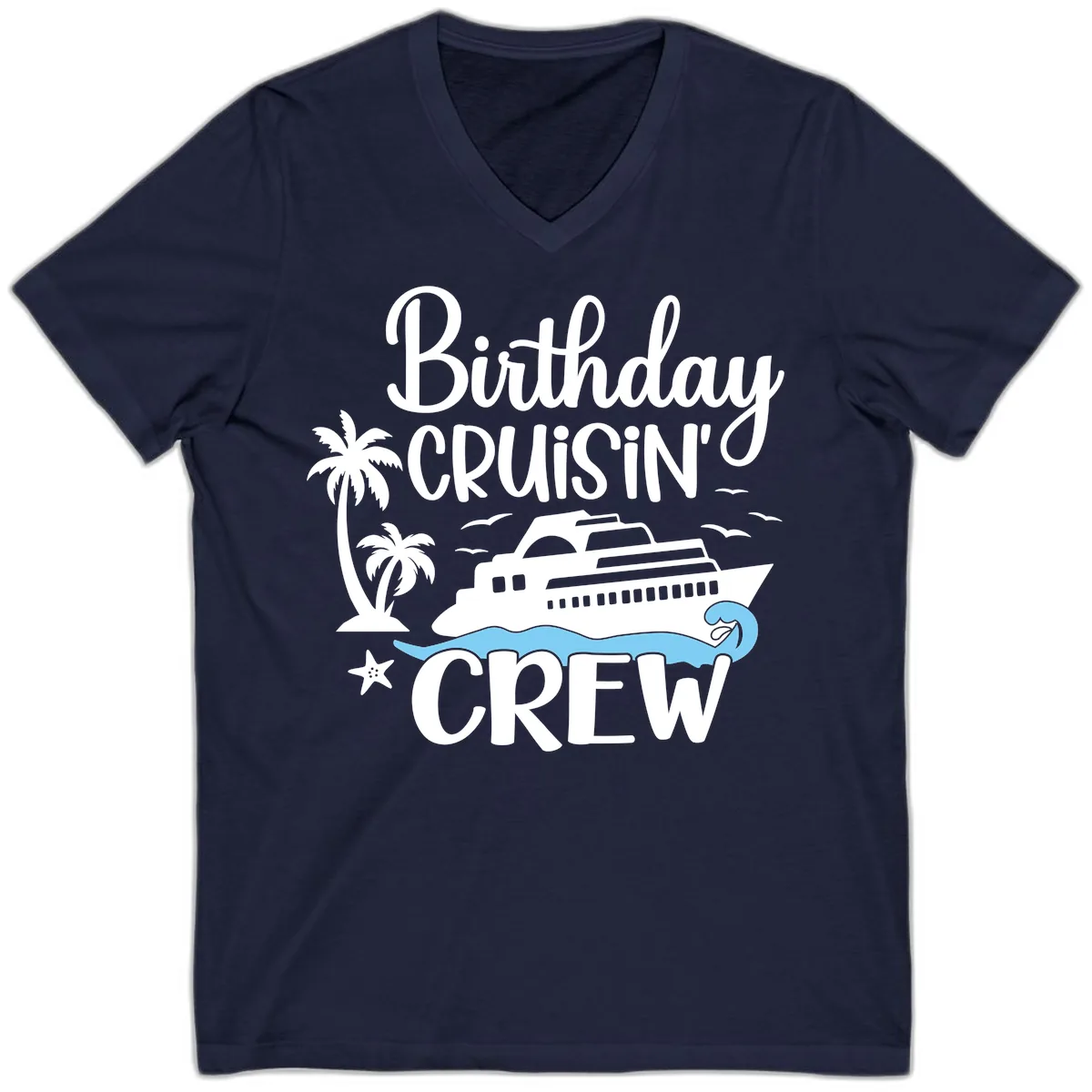Birthday Cruisin' Crew V-Neck in Navy