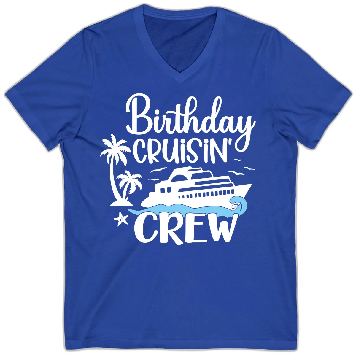Birthday Cruisin' Crew V-Neck in True Royal