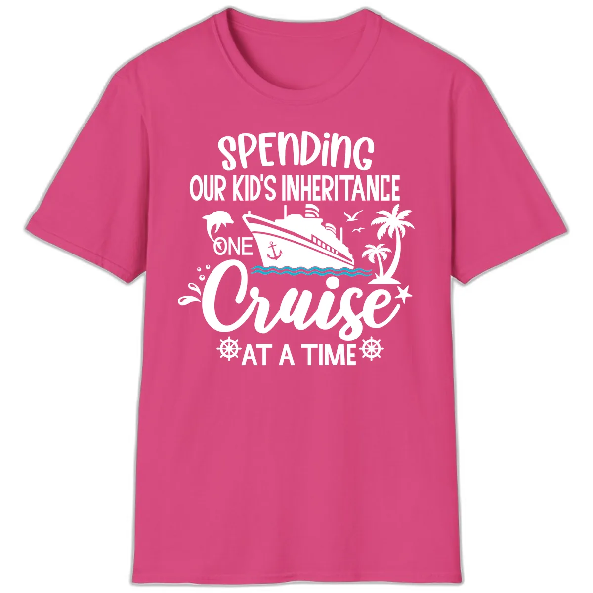One Cruise At A Time Inheritance T-Shirt in Heliconia