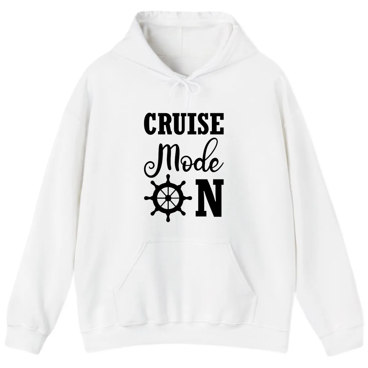 Cruise Mode Ship Wheel Hoodie in White