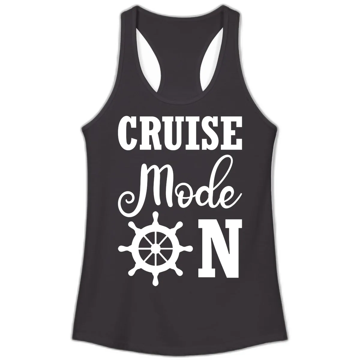 Cruise Mode Ship Wheel Ladies Tank in Black