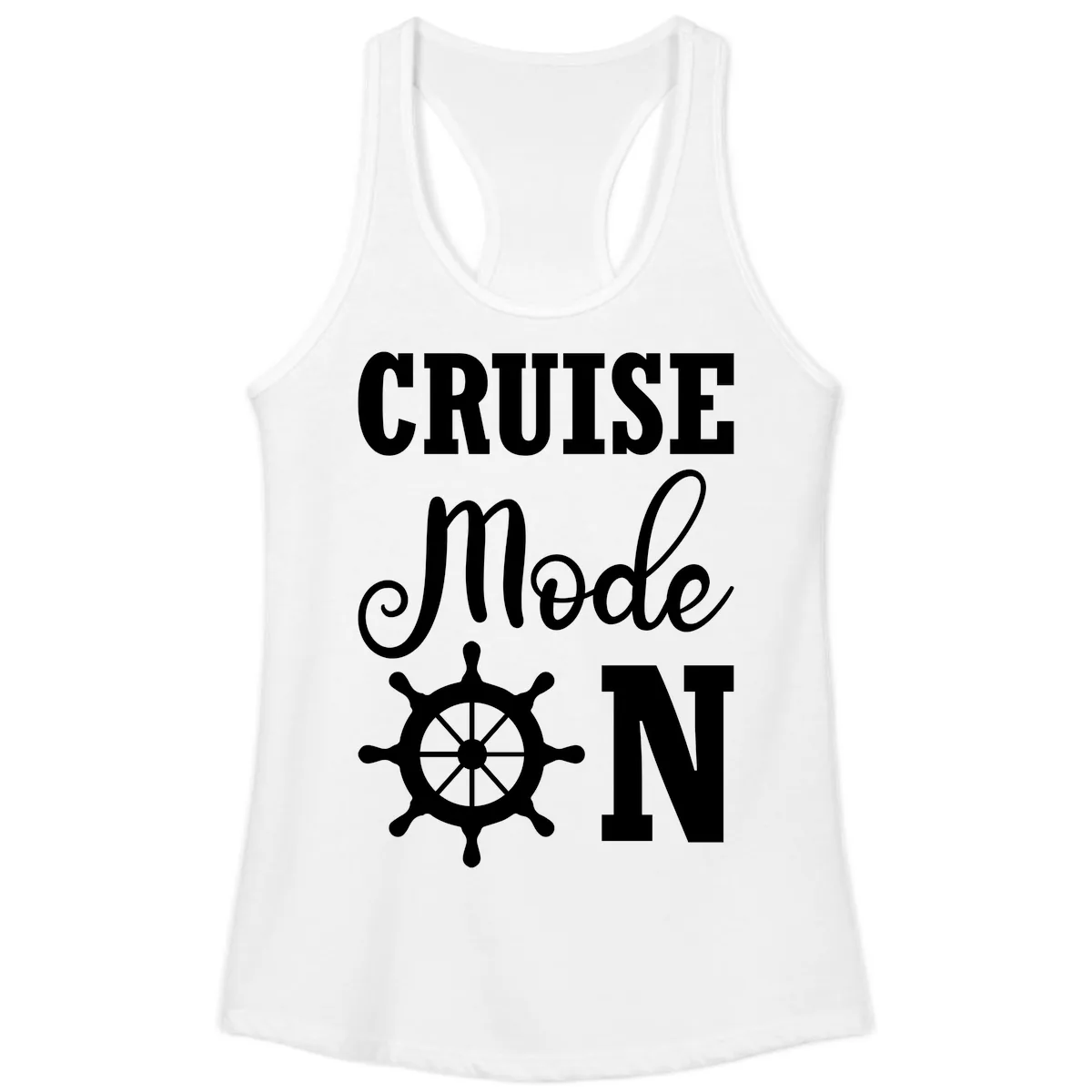 Cruise Mode Ship Wheel Ladies Tank in White