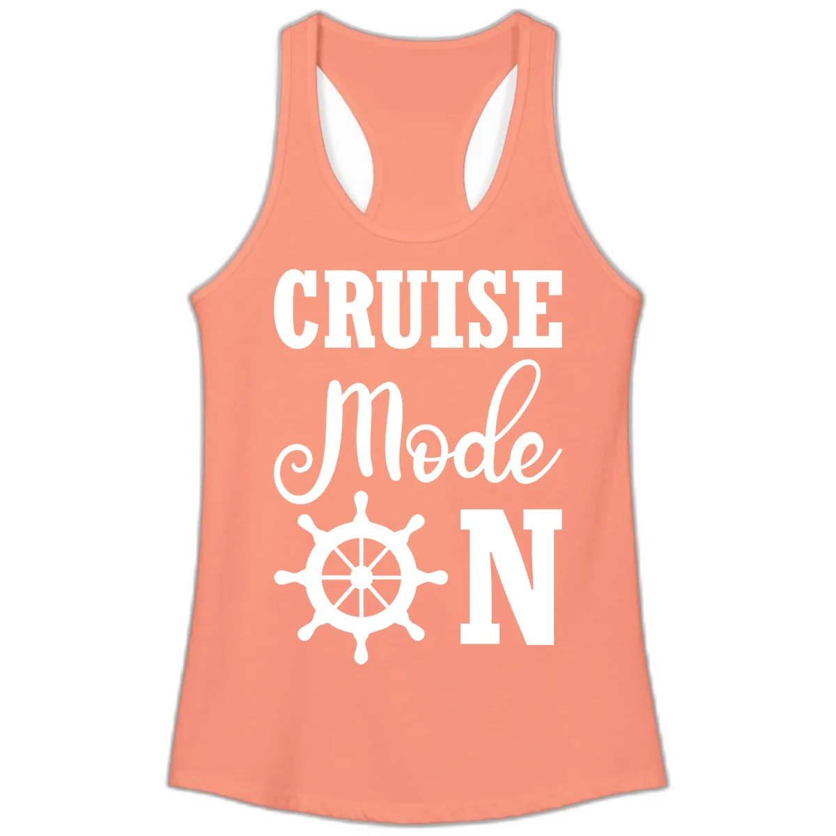 Cruise Mode Ship Wheel Ladies Tank in Solid Light Orange