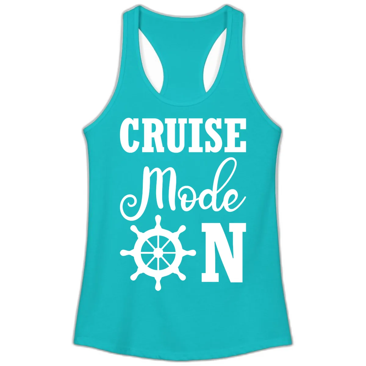 Cruise Mode Ship Wheel Ladies Tank in Tahiti Blue