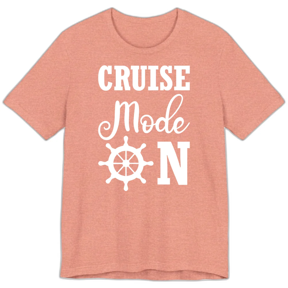 Cruise Mode Ship Wheel Premium T-Shirt in Heather Sunset