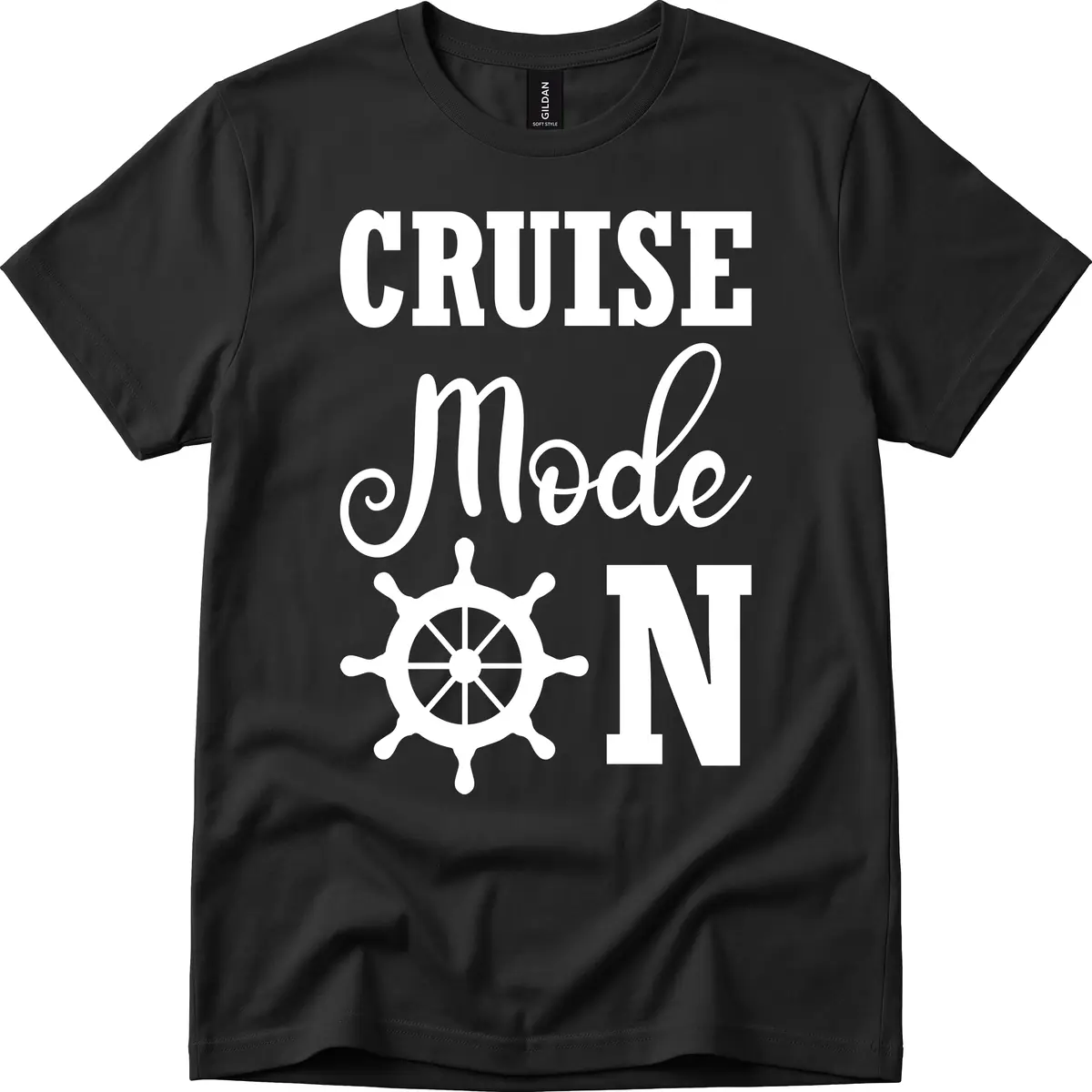 Cruise Mode Ship Wheel T-Shirt in Black