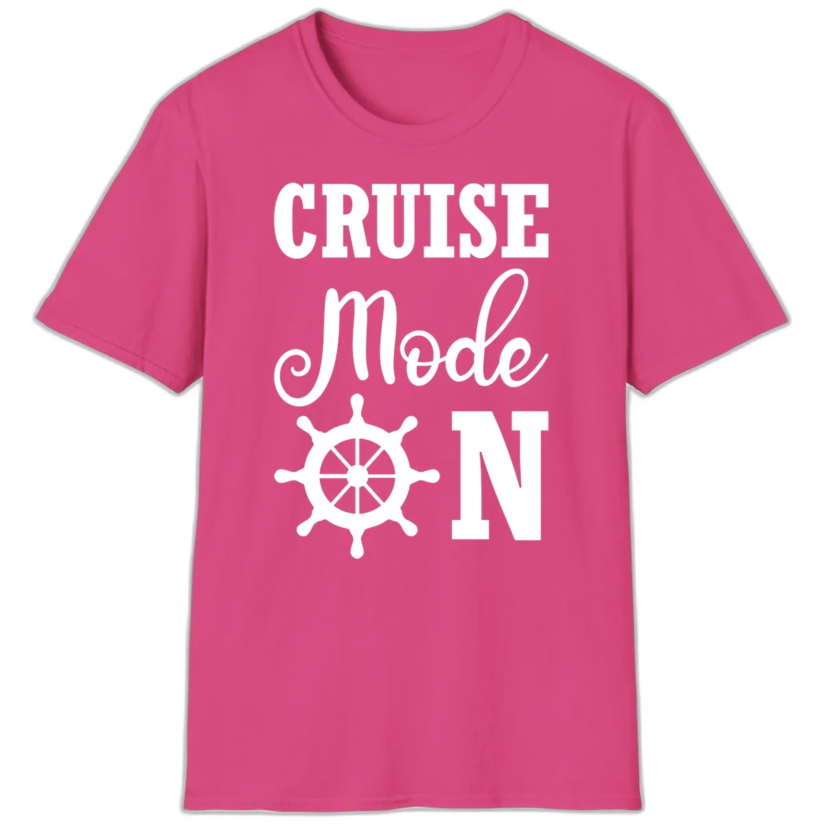 Cruise Mode Ship Wheel T-Shirt in Heliconia