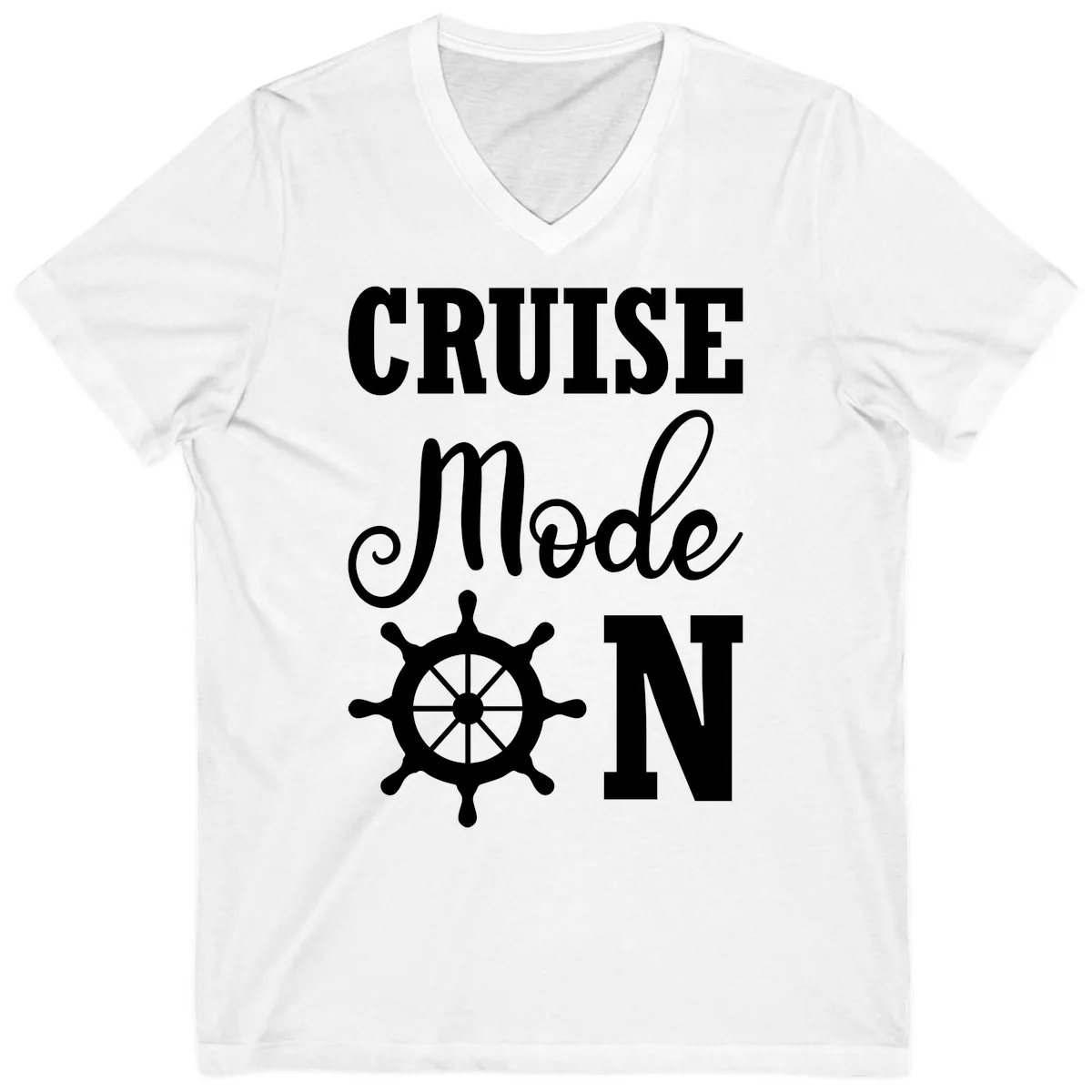 Cruise Mode Ship Wheel V-Neck in White