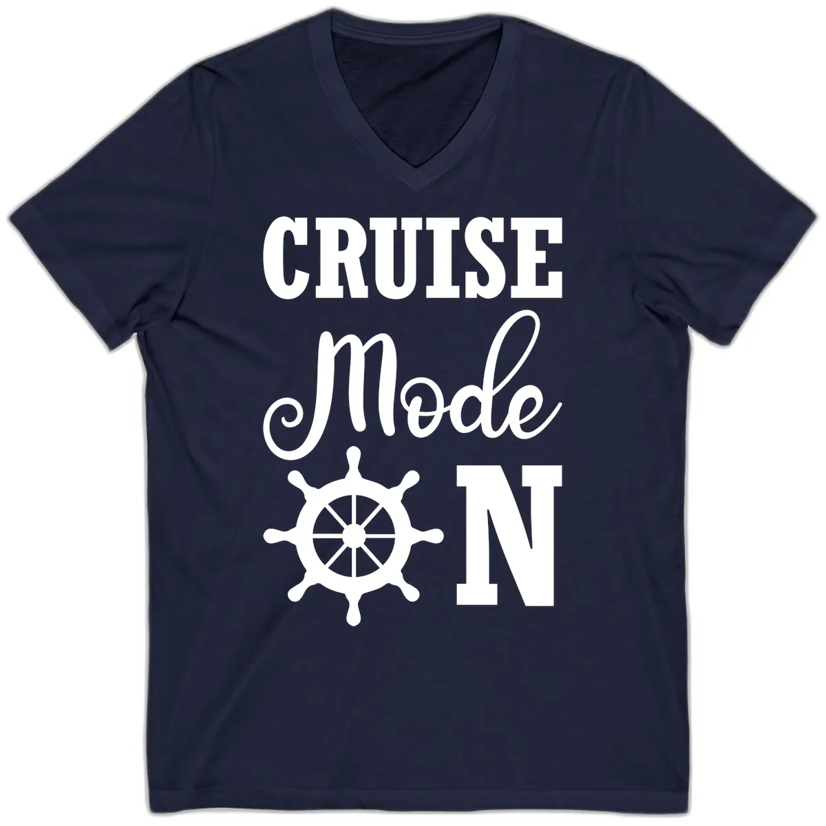 Cruise Mode Ship Wheel V-Neck in Navy
