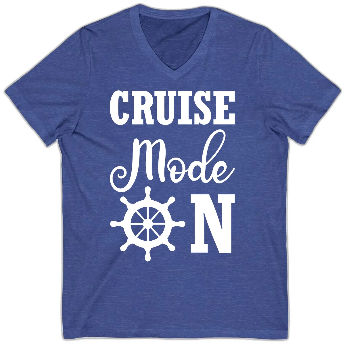Cruise Mode Ship Wheel V-Neck in Heather True Royal