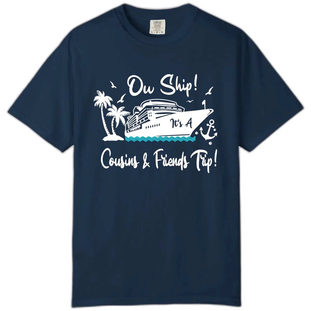 Ow Ship Cousins & Friends Trip Comfort Color in True Navy