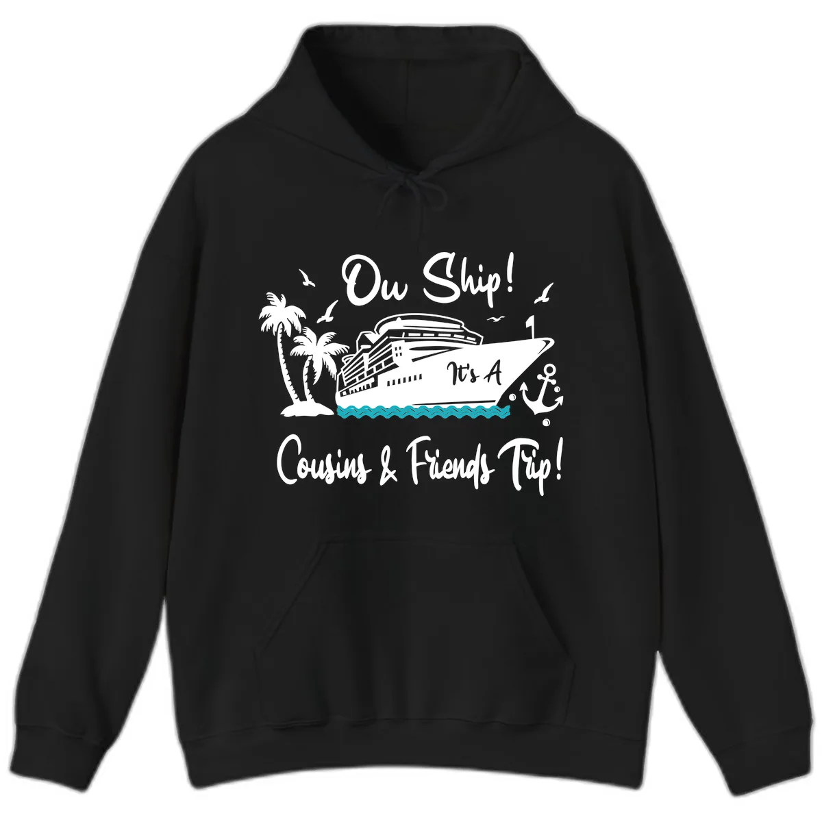 Ow Ship Cousins & Friends Trip Hoodie in Black