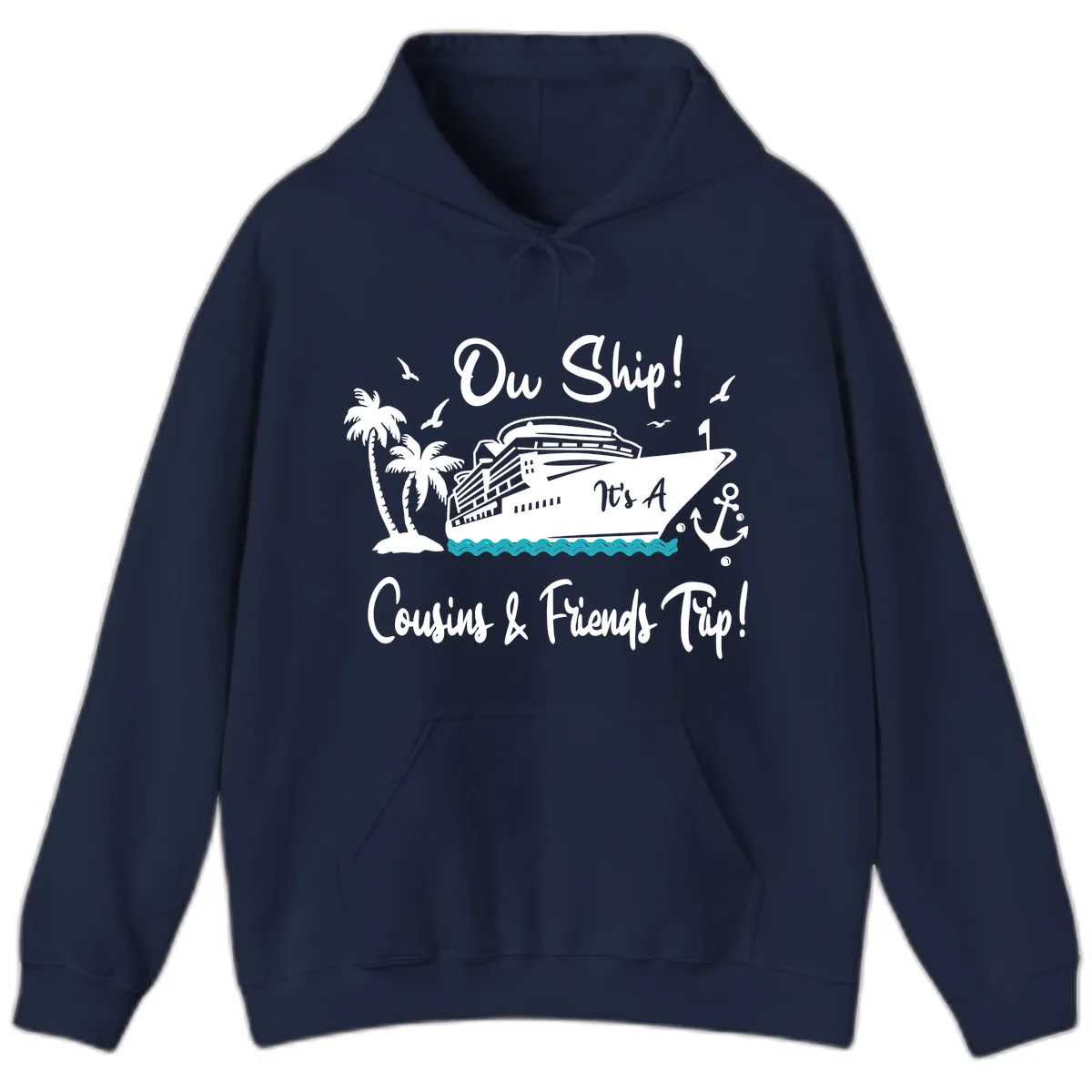 Ow Ship Cousins & Friends Trip Hoodie in Navy