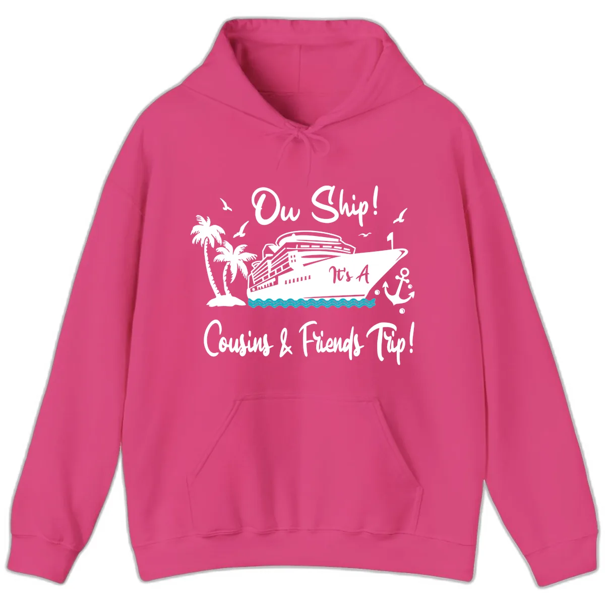 Ow Ship Cousins & Friends Trip Hoodie in Heliconia