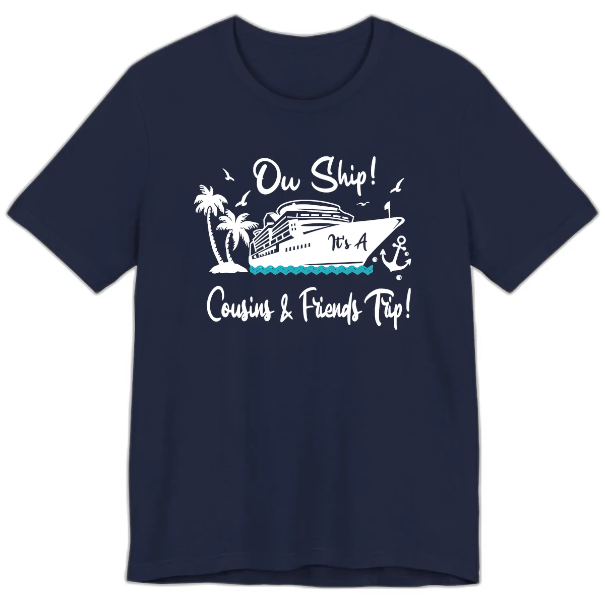 Ow Ship Cousins & Friends Trip Premium T-Shirt in Navy