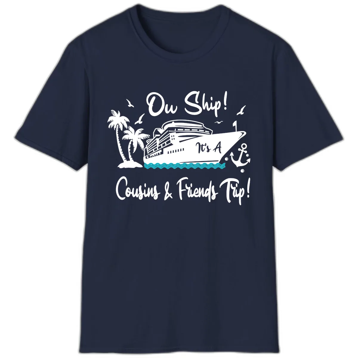 Ow Ship Cousins & Friends Trip T-Shirt in Navy