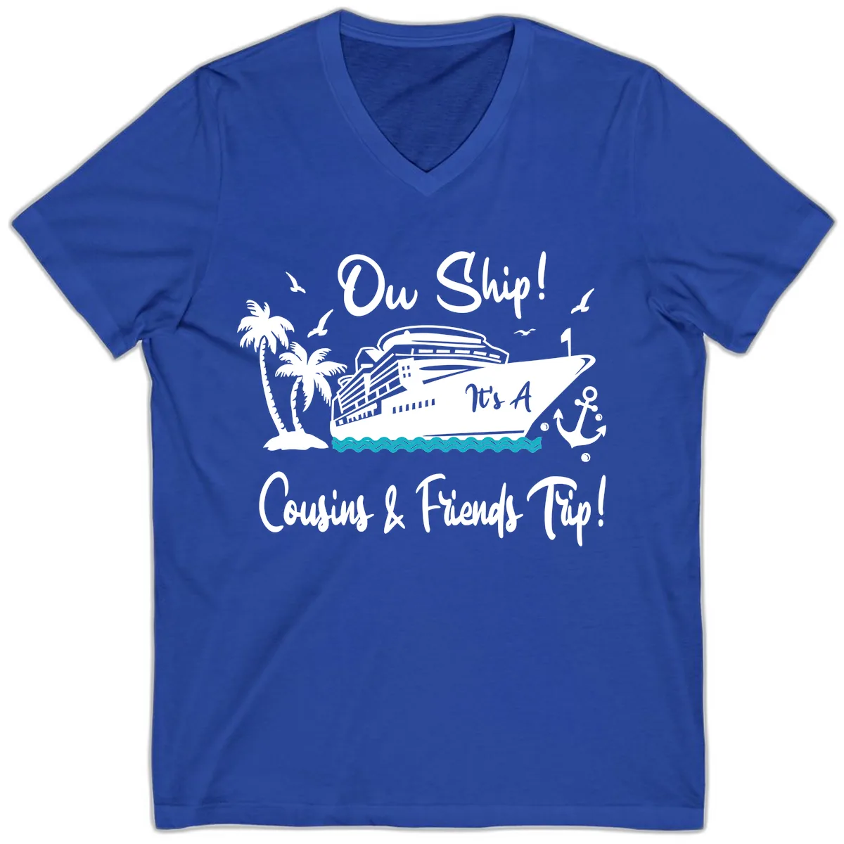 Ow Ship Cousins & Friends Trip V-Neck in True Royal
