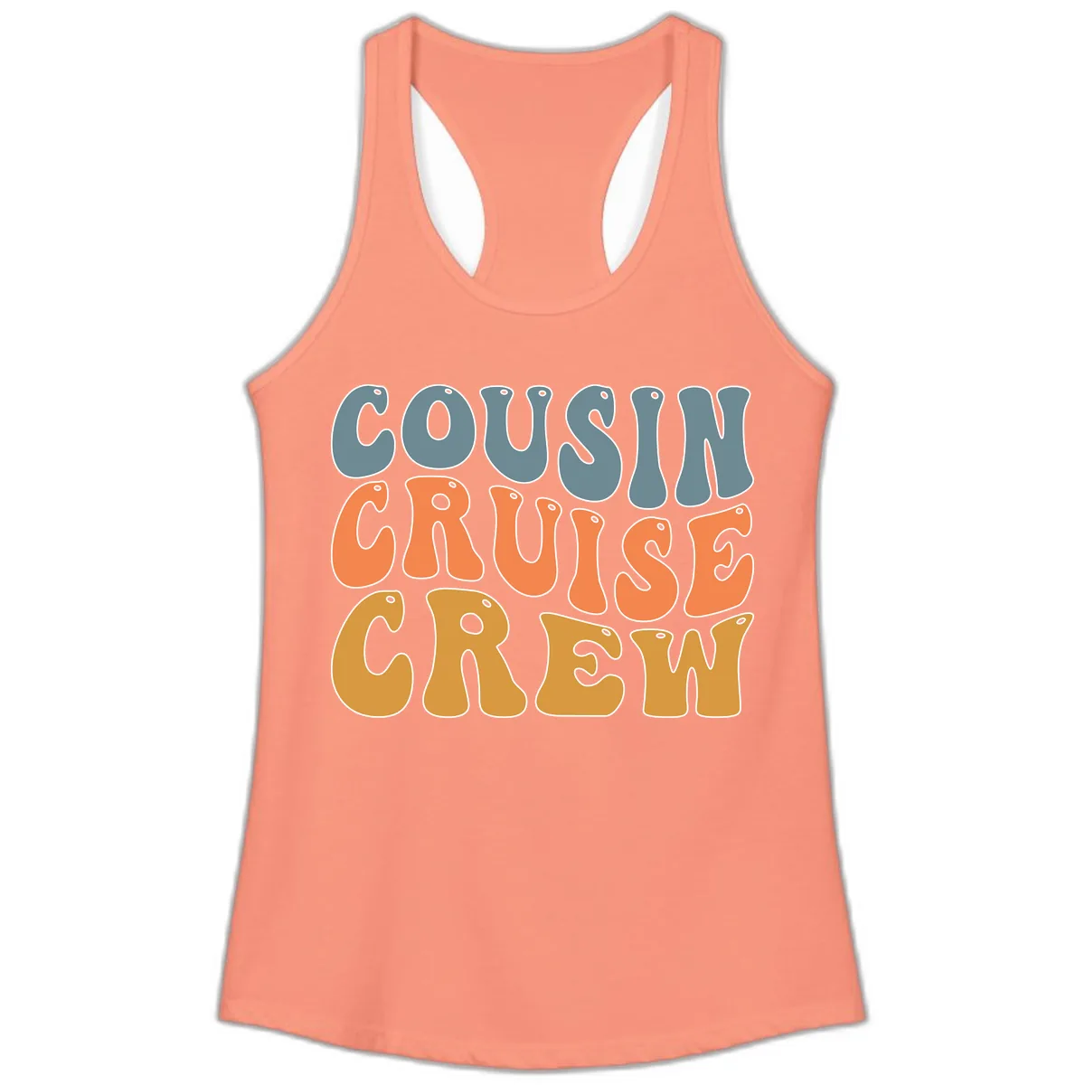 Cousin Cruise Crew Ladies Tank in Solid Light Orange