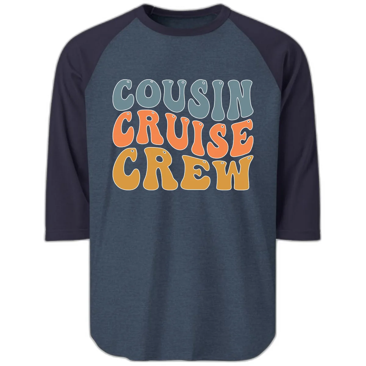 Cousin Cruise Crew Raglan 3/4 in Heather Denim Navy