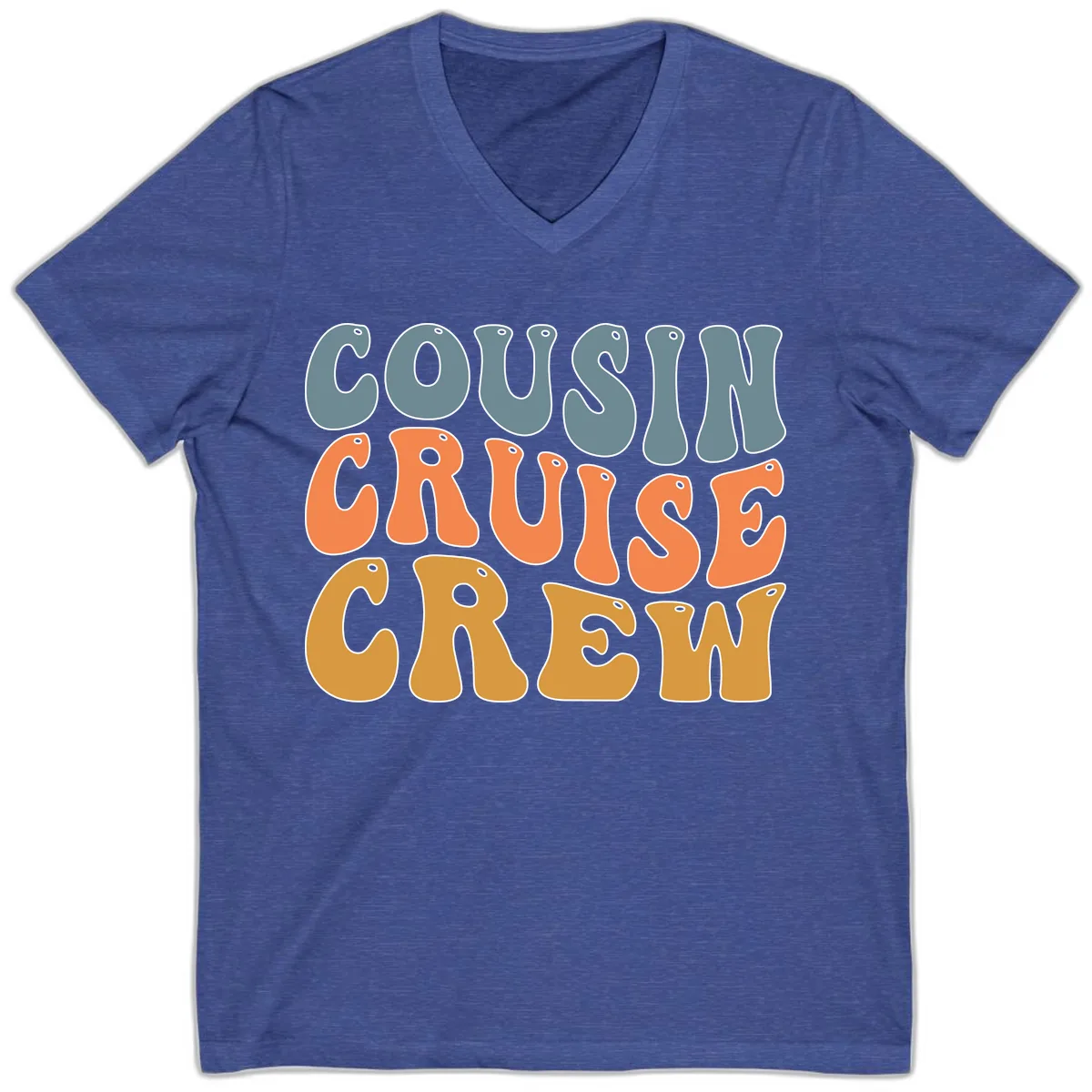 Cousin Cruise Crew V-Neck in Heather True Royal