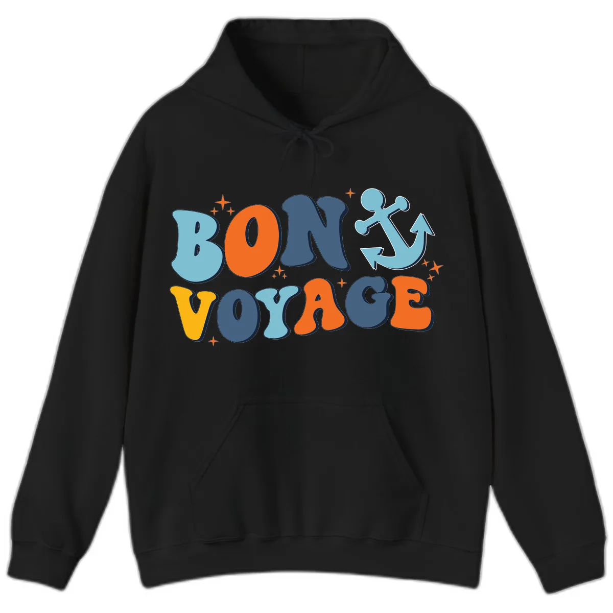 Bon Voyage Anchor Hoodie in Black