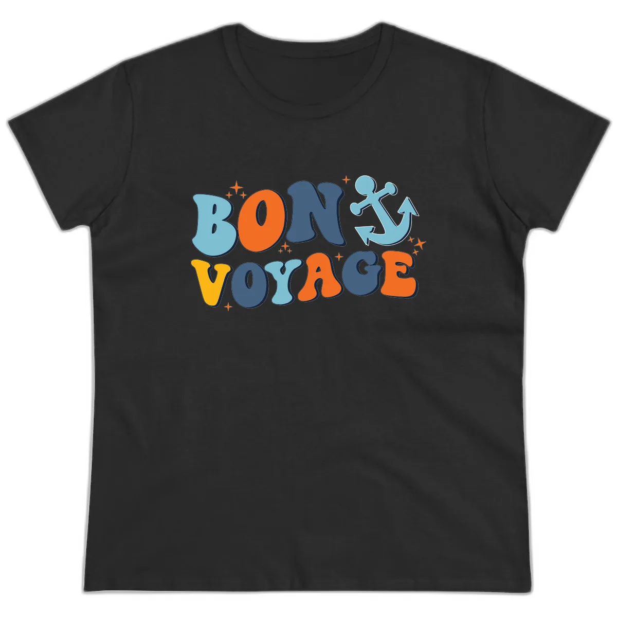 Bon Voyage Anchor Ladies Tee in Black